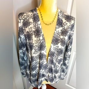Market and Spruce Black & White Floral Cardigan